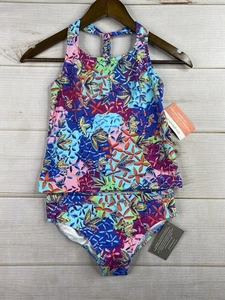 Garnet Hill Kids Two Piece Swimsuit Girls 10 Tankini Bikini Boho Floral NWT - Picture 1 of 8