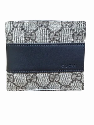 Gucci GG Supreme Monograma Logotipo Carteira de Couro Bi-Fold Bege e Marrom Conjunto Completo - Imagem 1 de 4