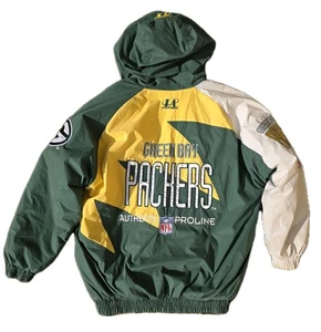 Vintage Logo Athletic NFL Green Bay Packers Shark Tooth Coat Jacket Large Rare - Picture 1 of 17