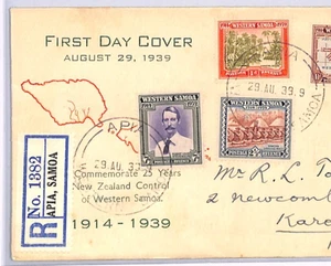 WESTERN SAMOA 1939 FDC Apia Registered ILLUSTRATED First Day Cover XW200 - Picture 1 of 12