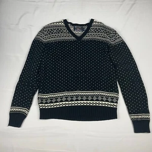 AMERICAN LIVING Black White Geometric Design Sweater Mens Large 100% Cotton - Picture 1 of 11