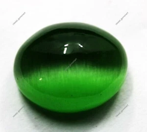 62 Cts Natural Light Green Cats Eye Cabochon Shape Excellent Gemstone - Picture 1 of 6