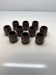 Lego Lot Of 10 Dark Brown Small Minifigure Barrels  - Picture 1 of 1