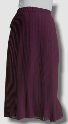 $258 Falda midi para mujer Eileen Fisher púrpura plisada elástica línea A talla 12 Foto 1 de 3