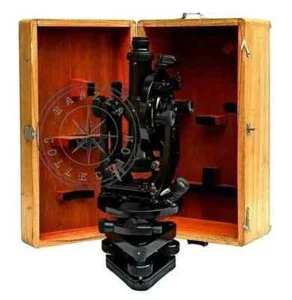 Theodolite With Wooden Box Functional Transit Alidade Surveying Instruments - Picture 1 of 3
