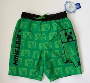 NWT Minecraft Creeper Boy's Size Large Swim Trunks UPF 50+ w/Mesh Brief - Picture 1 of 4