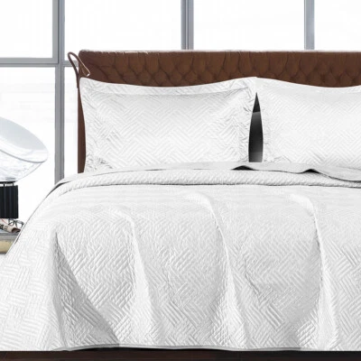 Satin Quilt with Sham Luxury and Warm Quilted Coverlet Silky Handfeeling - Image 1 of 4