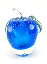 VTG Hand Blown Glass - Apple Paperweight - Bullicante Sommerso Cased - Blue