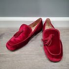 J.CREW Marie Red Velvet Tassel Loafers Sz 8M shoes Christmas Holiday Party 