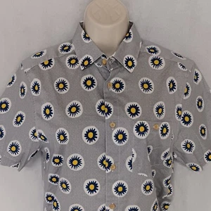 Ted Baker Button Front Shirt 1 Gray Blue Flowers - Picture 1 of 5