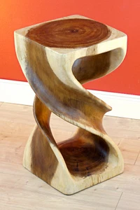 Wood Side Table 50 cm Solid Table Stool Column Nightstand Living Room Table - Picture 1 of 15