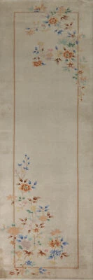 Alfombra de corredor china Art Deco tinte vegetal semiantigua 12' hecha a mano lana 3x12 Foto 1 de 4