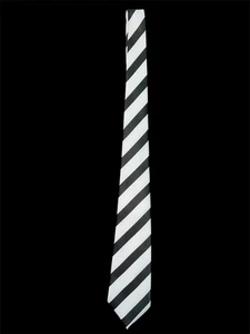 Kai Long Black White Angled Striped 100% Silk Tie - Picture 1 of 3