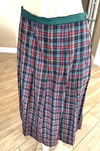 Vtg Cullinane Plaid Tarten Floral Metal Buttons High Waist Midi Skirt Sz 14 xcb - Picture 1 of 9
