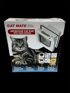 Cat Mate Elite Microchip Cat Flap With Timer Control White 355W - Picture 1 of 4