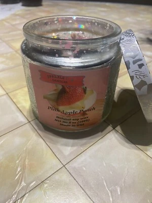 Candela profumata glitterata 10 oz polvere per bambini, SnickerDoodle e punzone di mela rosa - Immagine 1 di 4