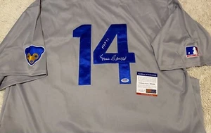 1969 Chicago Cubs ERNIE BANKS Signed Auto M&N THROWBACK JERSEY PSA Photo PROOF - Picture 1 of 6