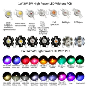 1W 3W 5W High Power Led Chip Copper Base Super Bright Light Bulb Lamp - Picture 1 of 249