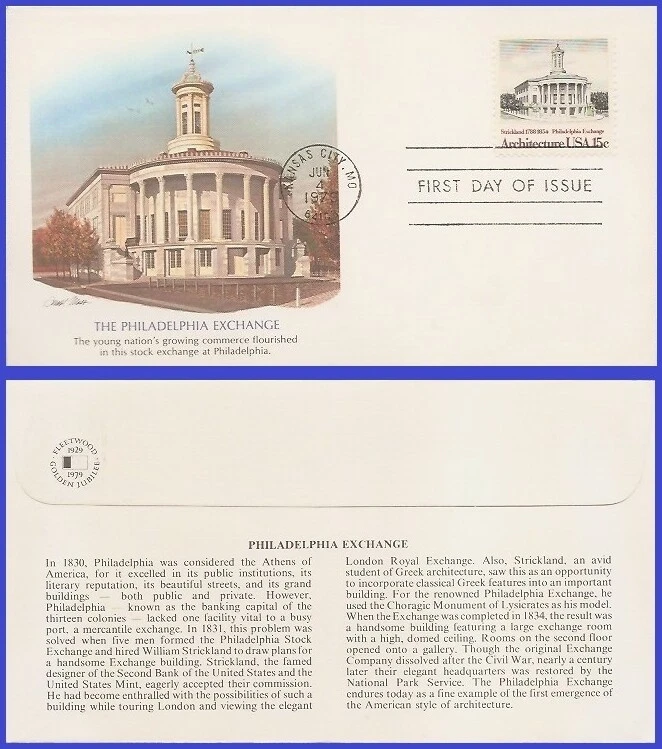 USA6 #1782 U/A FLEETWOOD FDC   American Architecture Philadelphia Exchange - Image 1 of 1