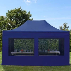 3x4,5 m Faltpavillon Faltzelt PROFESSIONAL Stahl Panoramafenster blau - Bild 1 von 8