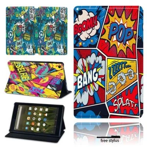Funda protectora con soporte de cuero para letrero de graffiti para Amazon Kindle Fire HD 10 / HD 10 Plus - Imagen 1 de 32