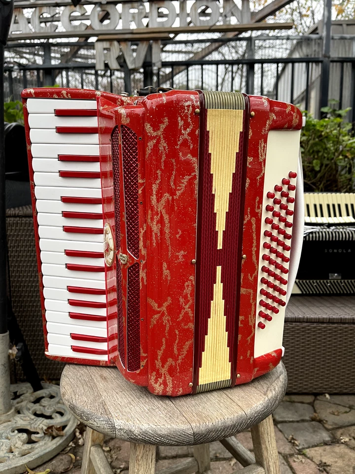 Rare Red Gigante Piano Accordion 34 48 by Julio Giulietti - Image 1 of 4