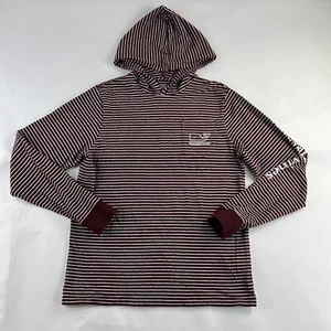Vineyard Vines Jacket XL 18 Youth Maroon Striped Cotton Pullover Hoodie Used #9 - Picture 1 of 12