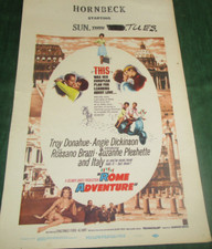1962 Window Card 22x14 Poster "ROME ADVENTURE Angie Dickinson Susanne Pleshette
