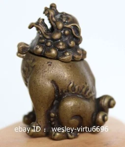 China Palast alt Kupfer Bronze Fu Foo Hund Löwe Räuchergefäß kleine Statue BN071 - Bild 1 von 9