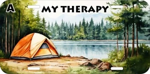 MY THERAPY CAMPING CAMP FISHING ADVENTURE FISHING METAL LICENSE PLATE F - Picture 1 of 4
