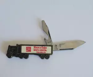 Coca Cola Vintage Knife, Delivery Truck, Brass, Pearl Inlay - Picture 1 of 4
