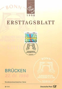 Ersttagsblatt 1998 - Glienicker Brücke - Sonderpostwertzeichen Serie - Bild 1 von 1