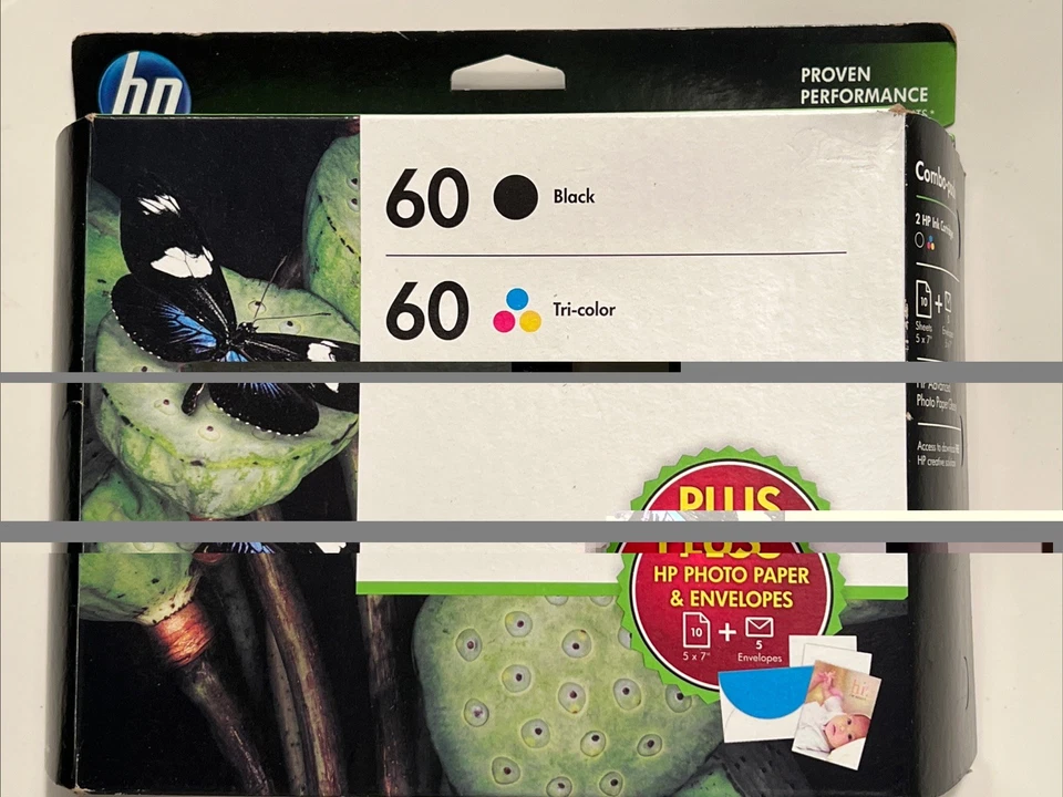 Genuine HP 60 Black and Tri Color Ink Cartridges Combo Pack D8J23FN Exp 12/2015 - Image 1 of 1