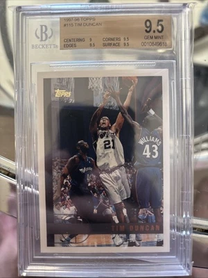 1997-98 Topps #115 Tim Duncan Rookie RC Spurs - BGS 9.5 - Image 1 of 2