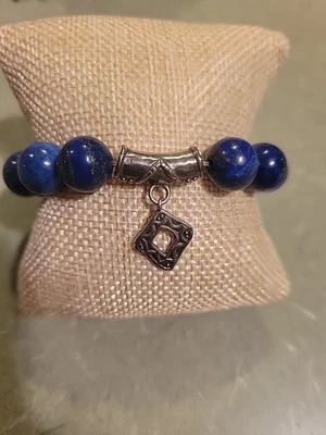 Silpada Lapis And Sterling Beaded Stretch Bracelet Blue  - Image 1 of 4