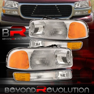 适用于 1999 - 2006 年 Sierra Yukon 铬制车头灯总成驾驶信号灯琥珀色 — 第 1/4 张图片