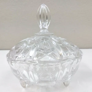 Clear Pressed Glass Candy Dish w. Lid - Picture 1 of 2