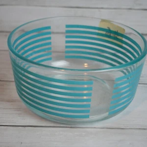 Vintage Pyrex Glass Bowl 1 QT 6" Clear & Blue Striped - Picture 1 of 10