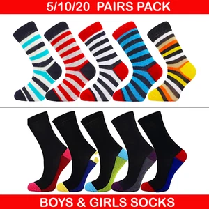 Boys Girls Ankle Socks Children Kids Multicoloured Novelty Socks 5/10/20 Pack - Picture 1 of 9