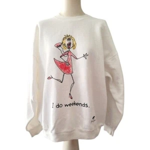 Sudadera Hamwear Años 90 Vintage Para Mujer Blanca Gráfica Talla Única - Imagen 1 de 7