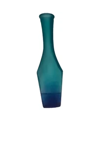 Dansk Vase triangle Spain 3 Sided Colored Bottle Blue Green 13” decorative - Picture 1 of 6
