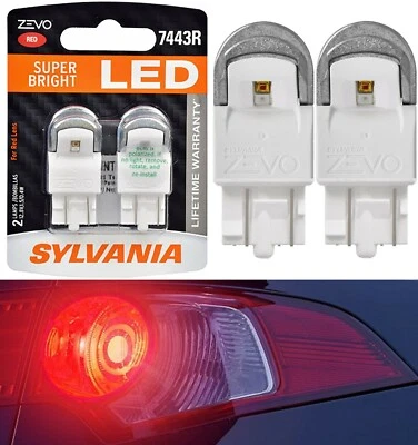 Sylvania ZEVO LED Light 7443 Red Two Bulbs Brake Stop Tail Replace Lamp OE Fit - Image 1 of 4