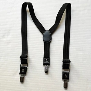 Suspenders Little Boys Age 3-5 Black Weddings Dress Up Black Elastic Metal Clasp - Picture 1 of 7