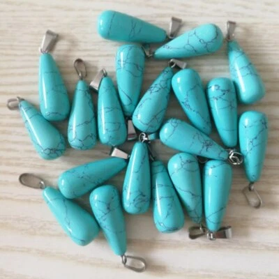 Turquoise Stone 50pcs Long Water Drop Shape Pendant Bead 10X28mm DIY - Image 1 of 3