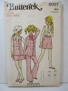 Pantalon jupe vintage motif beurre 6097 filles taille 10 avec manches WO années 1970