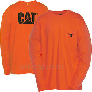 Caterpillar T shirt Men CAT Long Sleeve Logo Pocket Tee T- Shirts Cotton Colors