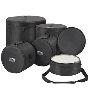 5Pcs Padded Drum Bag Set 1680D Gig Cases for 22" Kick 12" 13" 16" Tom 14" Snare - Picture 1 of 12