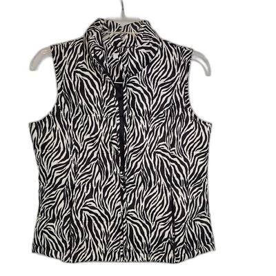 Charter Club Zebra Striped Puffer Vest Jacket Size PS - Image 1 of 4
