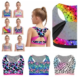 Kids Girls Tank Top Cutout Back T-Shirt Sport Blouse Tube Bra Modern Vest Tops - Picture 1 of 49