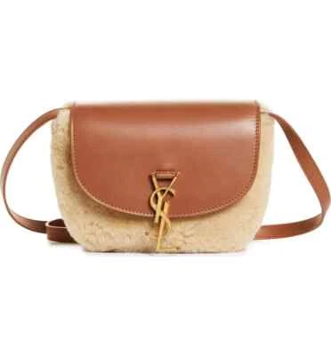 100% 正品全新女式 YVES 圣劳伦特 KAIA SHEARLING SADDLE 软垫包 — 第 1/4 张图片